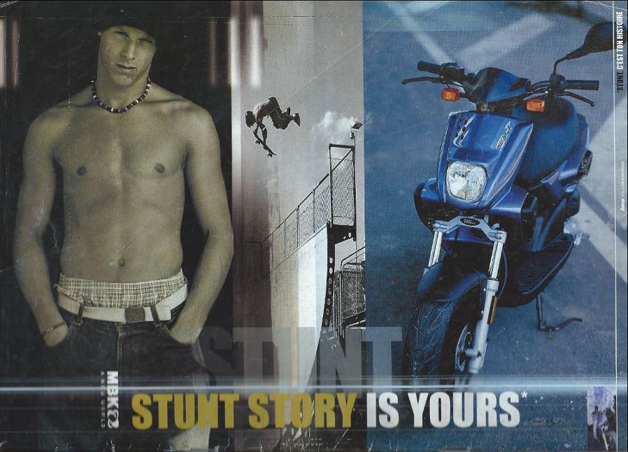 Publicité pour le MBK Stunt parue dans la presse scooter en 2000