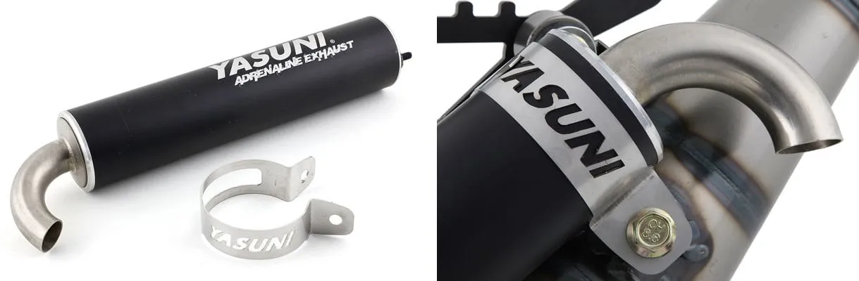 Silencieux noir en aluminium et collier de fixation avec découpe au laser 